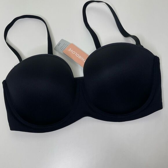 NEW Thirdlove Bra 24/7 Classic Strapless 34D Black Convertible Adjustable Wired - Picture 2 of 11